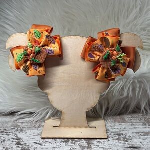 Hand Crafted Orange Hair Bows for Kids
